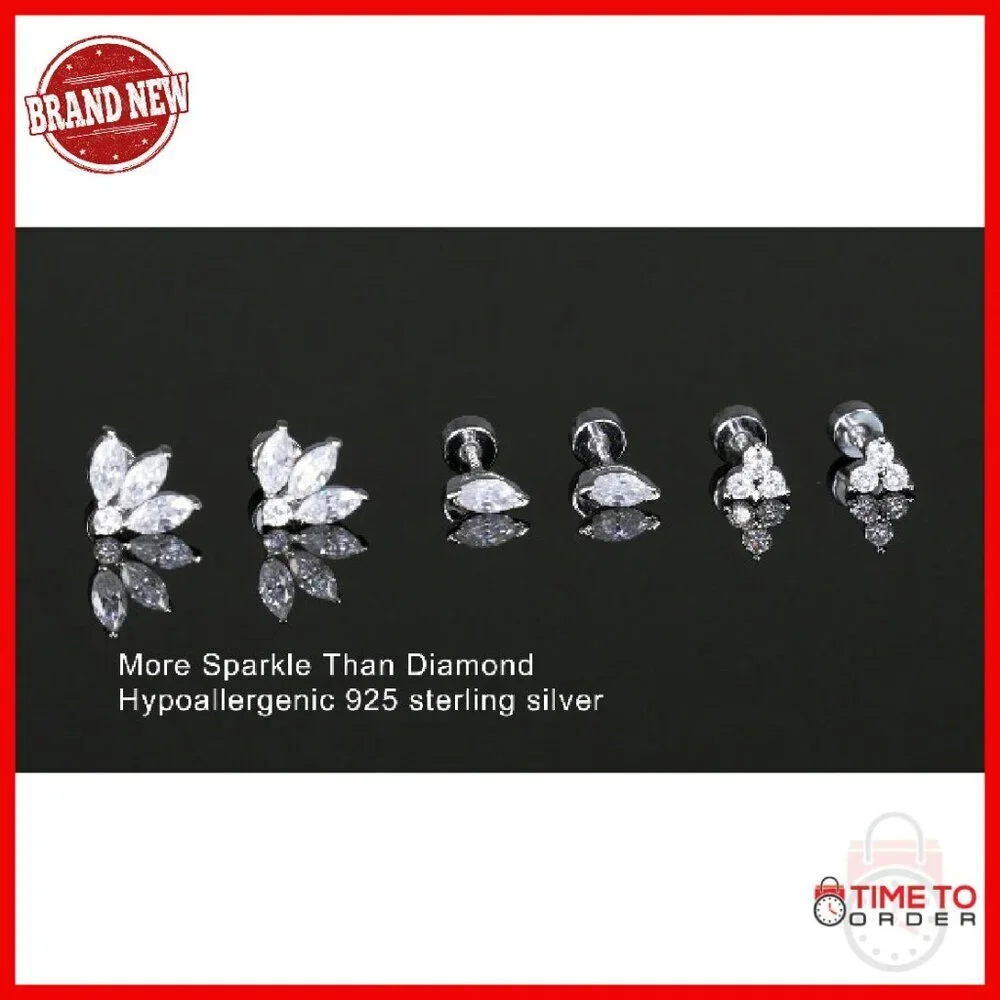 Moissanite Stud Earrings Sterling Silver 14k Gold Plated Hypoallergenic